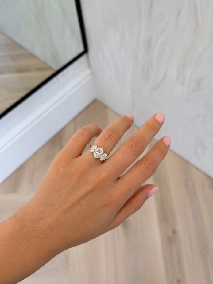 4.55ct TDW Oval Diamond Trilogy Ring