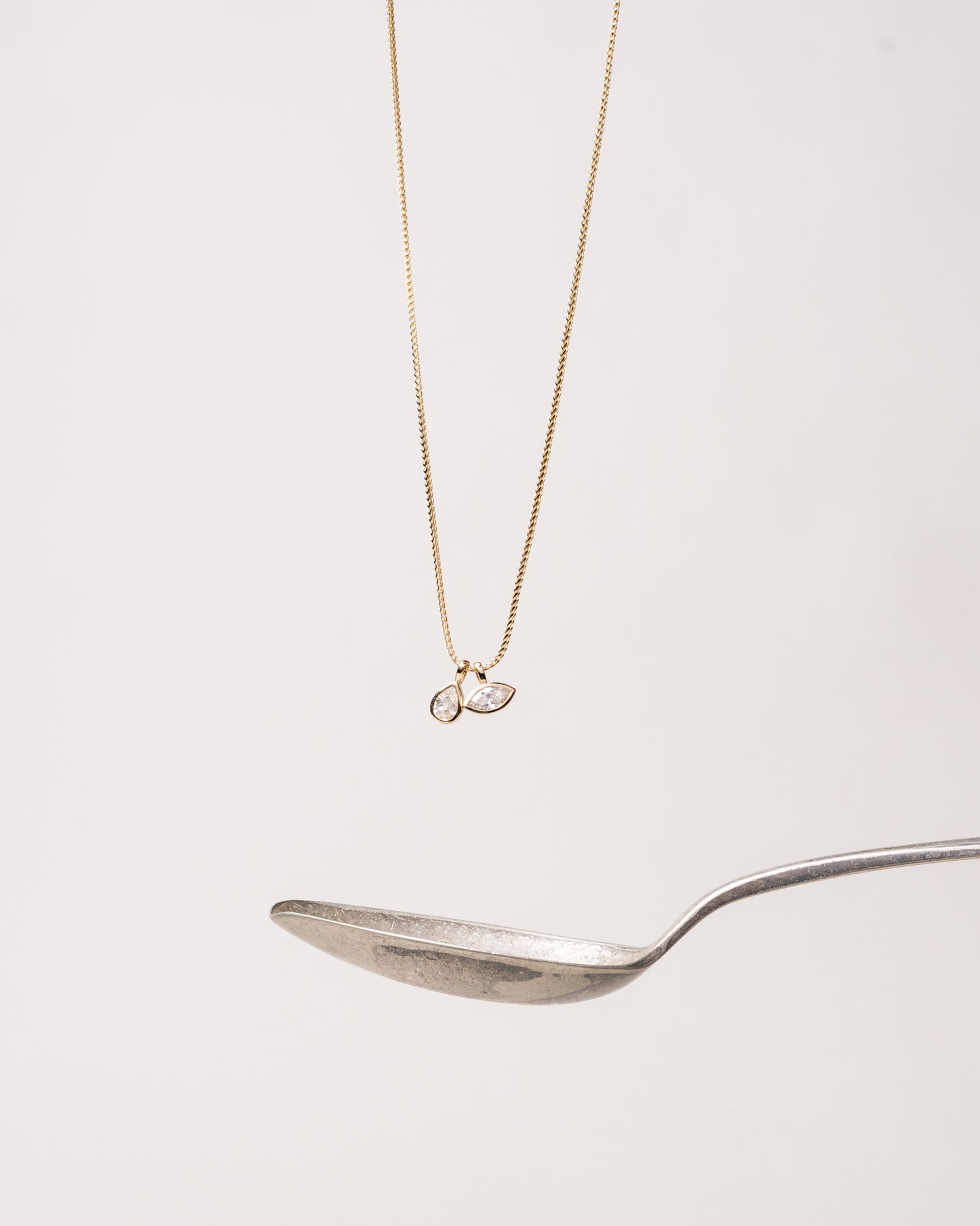 Double 0.50ct Bezel Set Diamond Pendant Necklace