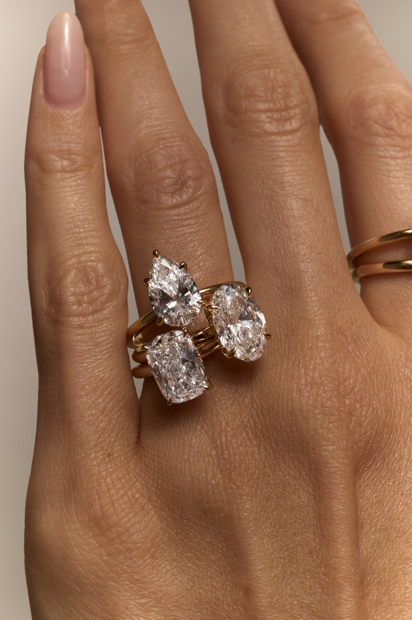 Pear Four Claw Solitaire Engagement Ring with Hidden Halo