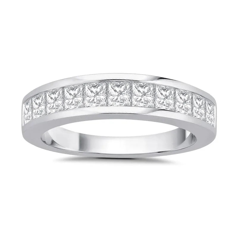 Square cut diamond wedding outlet band