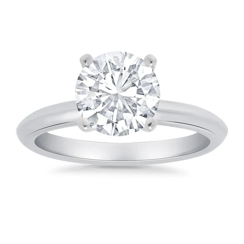 Lab Grown Round Knife Edge Solitaire Engagement Ring