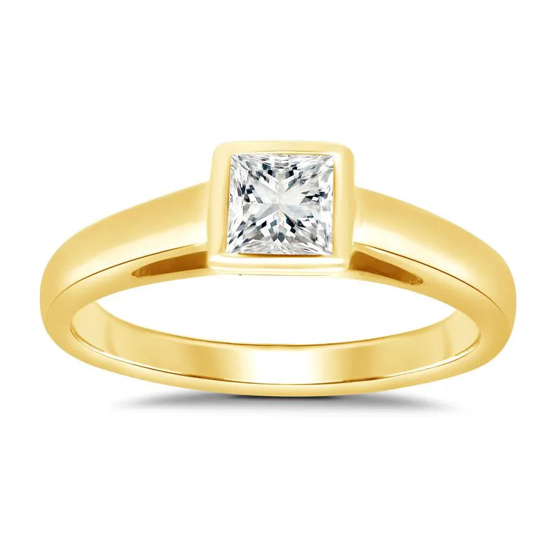 Lab Grown Princess Bezel Engagement Ring