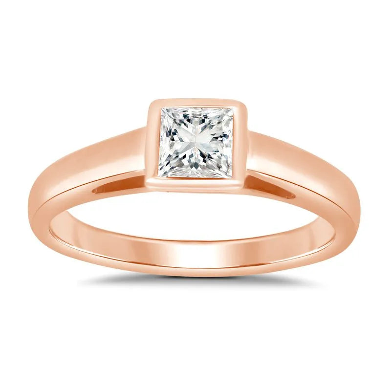 Lab Grown Princess Bezel Engagement Ring