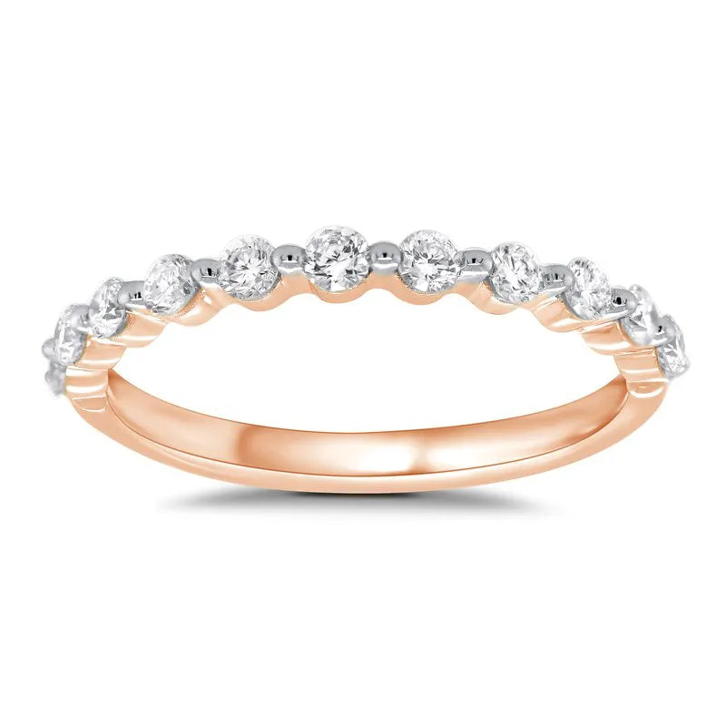 0.02ct Round Brilliant Cut Diamond Bar Set Wedding Ring