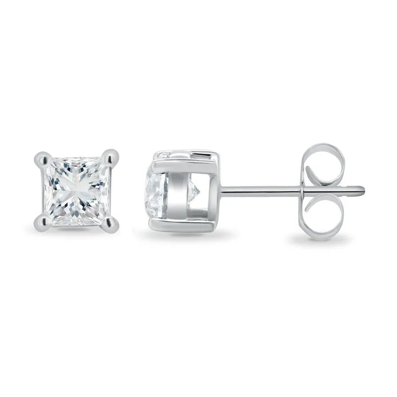 Square diamond deals stud earrings