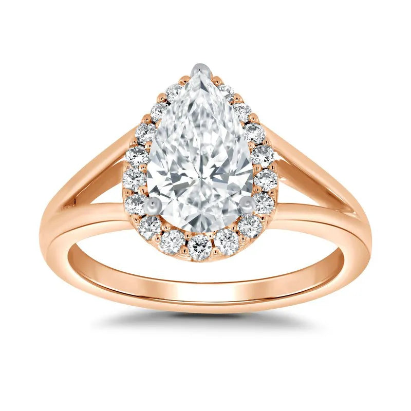 Halo pear store shaped ring