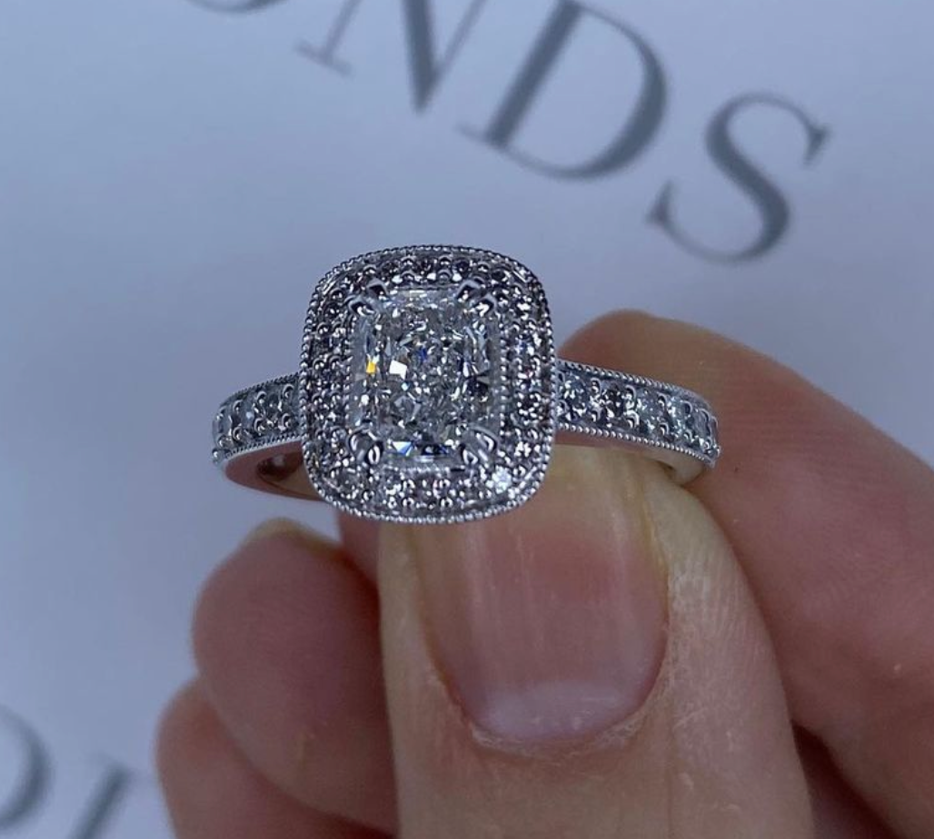 Lab Grown Radiant Lola Halo Diamond Engagement Ring