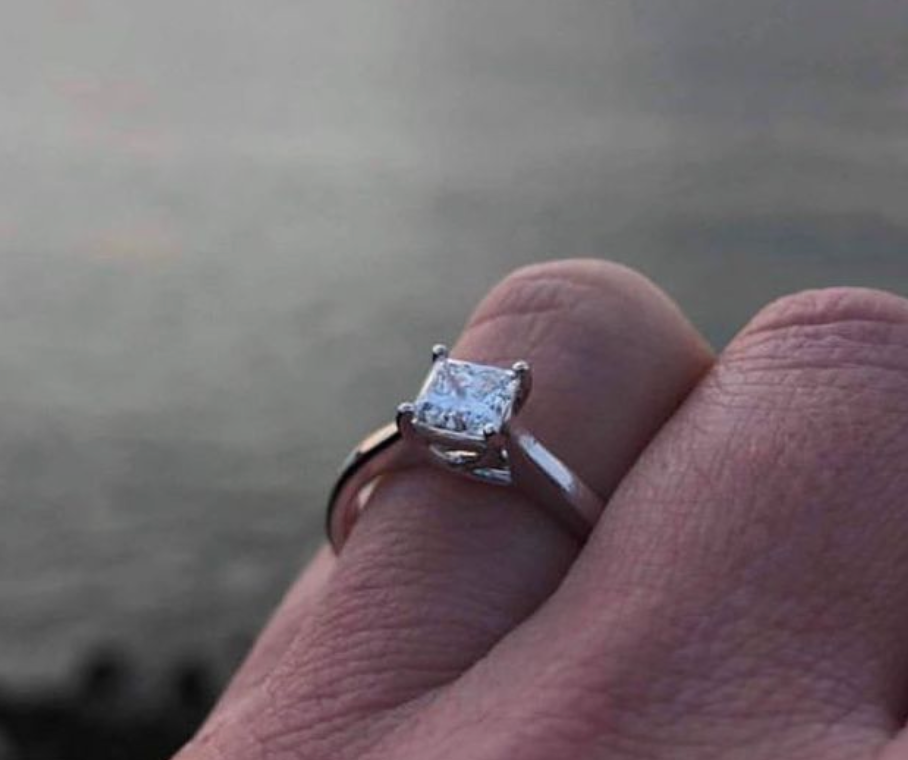 Lab Grown Cathedral Princess Solitaire Engagement Ring