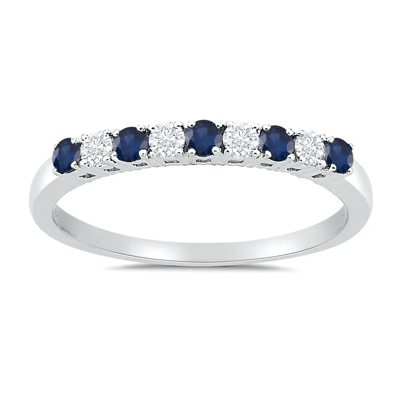 Blue and white diamond deals wedding band