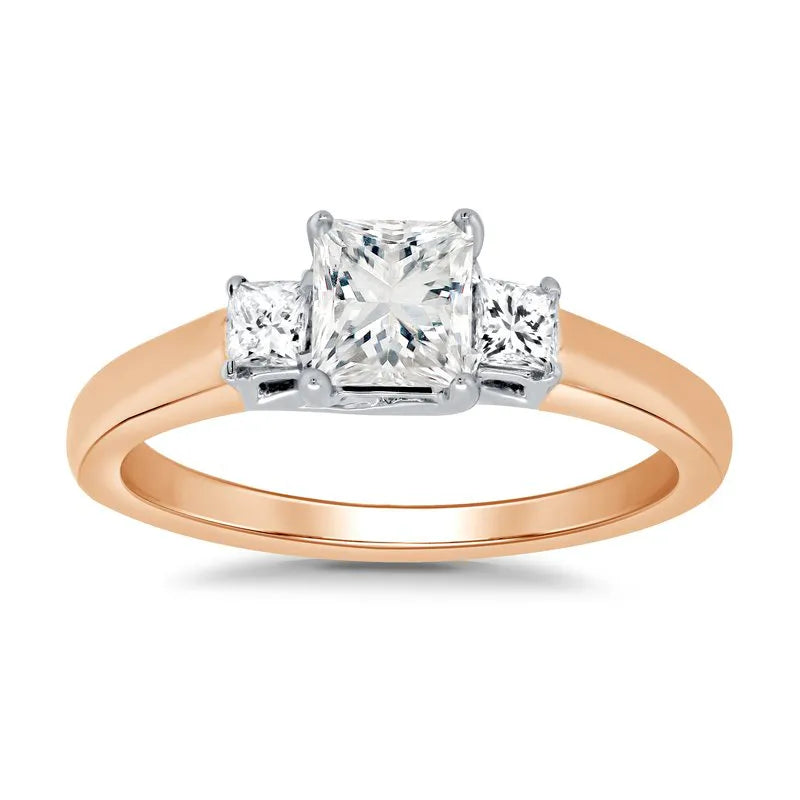 Princess cut trilogy store engagement ring