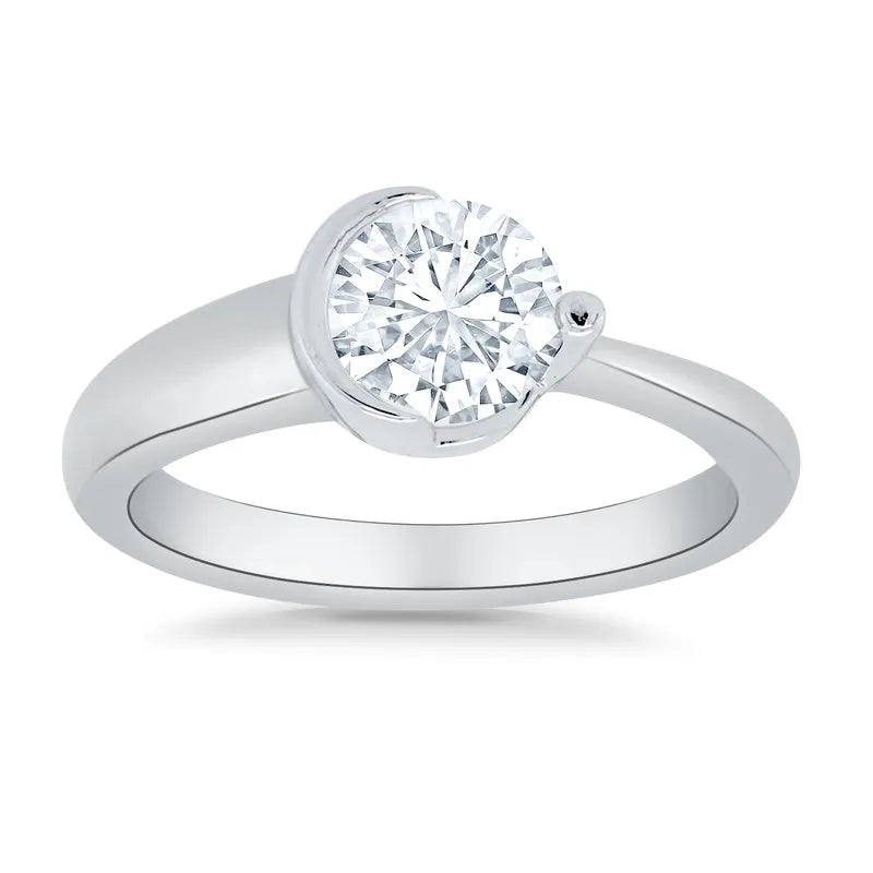 Half bezel diamond deals ring