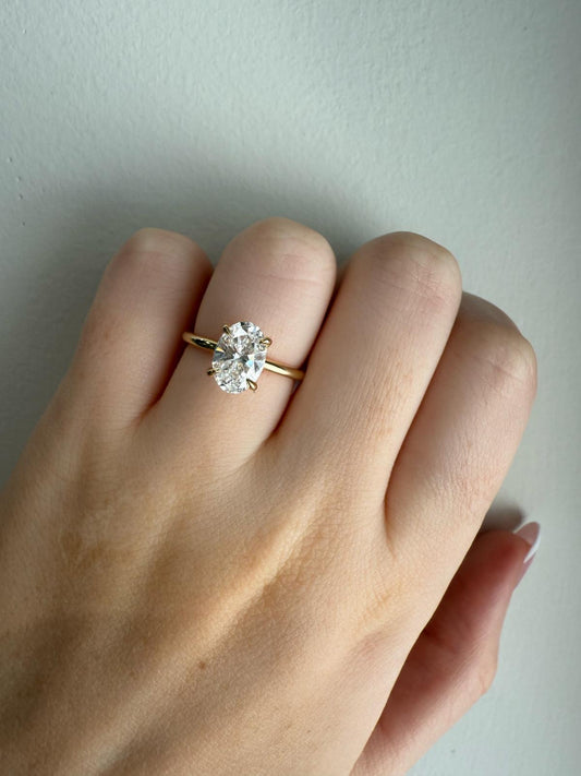 1.53ct Oval Diamond Solitaire Engagement Ring with Hidden Halo