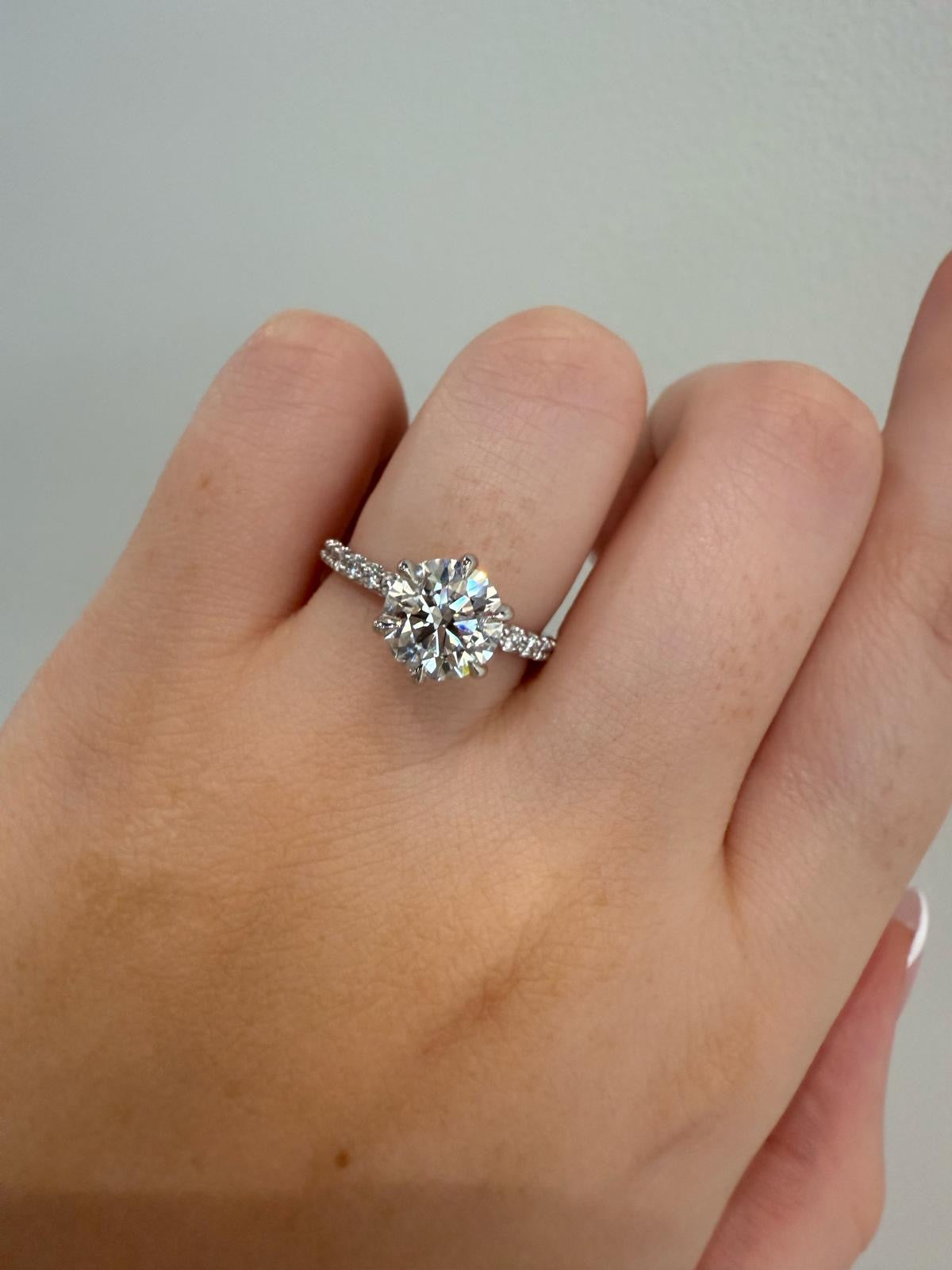 2.01ct Round Diamond Band Engagement Ring in White Gold