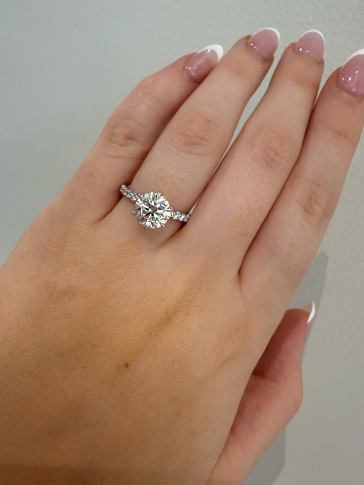 2.01ct Round Diamond Band Engagement Ring in White Gold