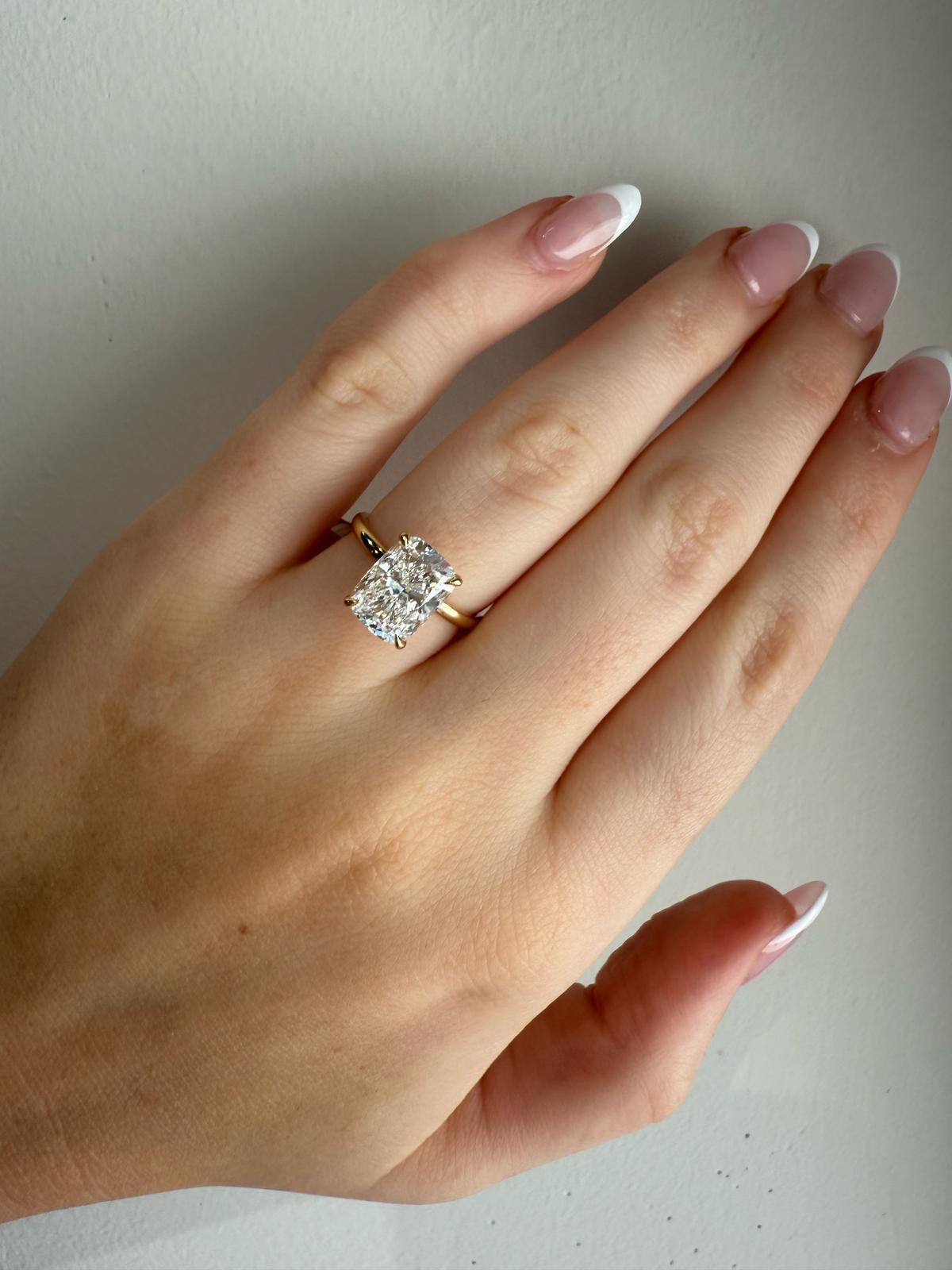 2.82ct Elongated Cushion Diamond Solitaire Engagement Ring