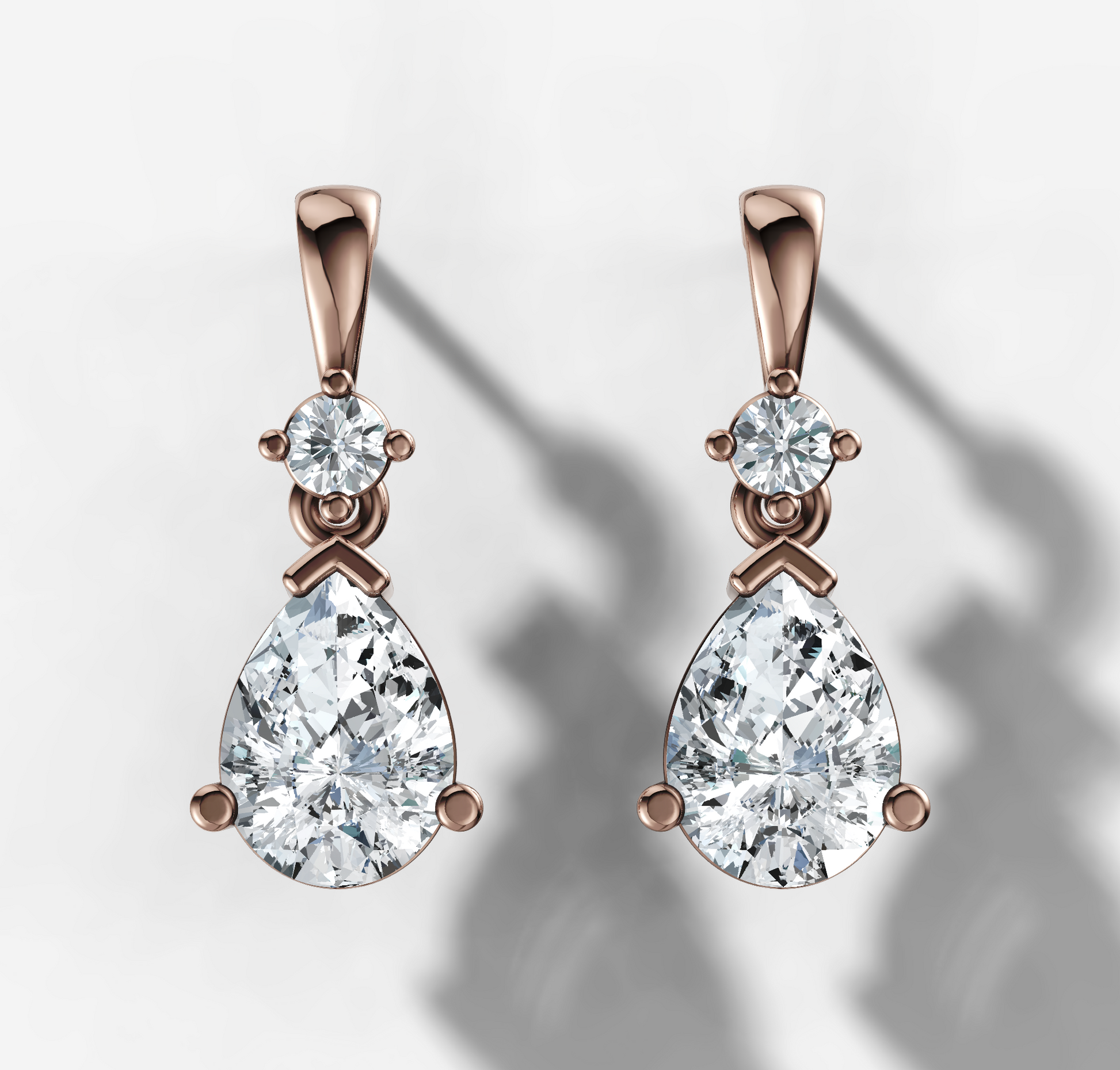 Pear Drop Diamond Stud Earrings