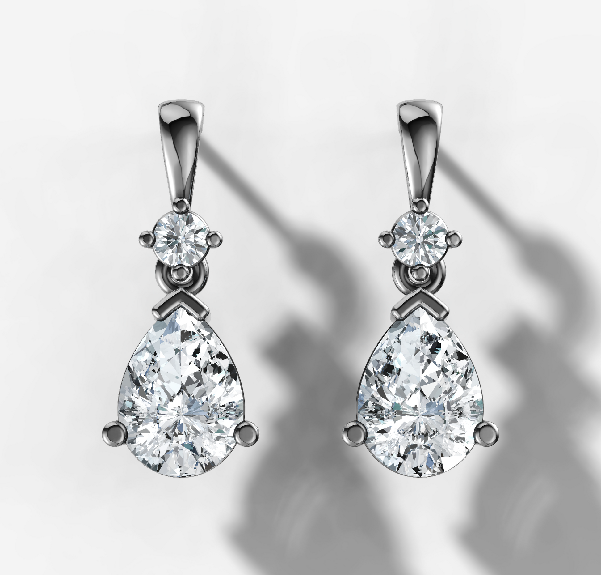 Pear Drop Diamond Stud Earrings