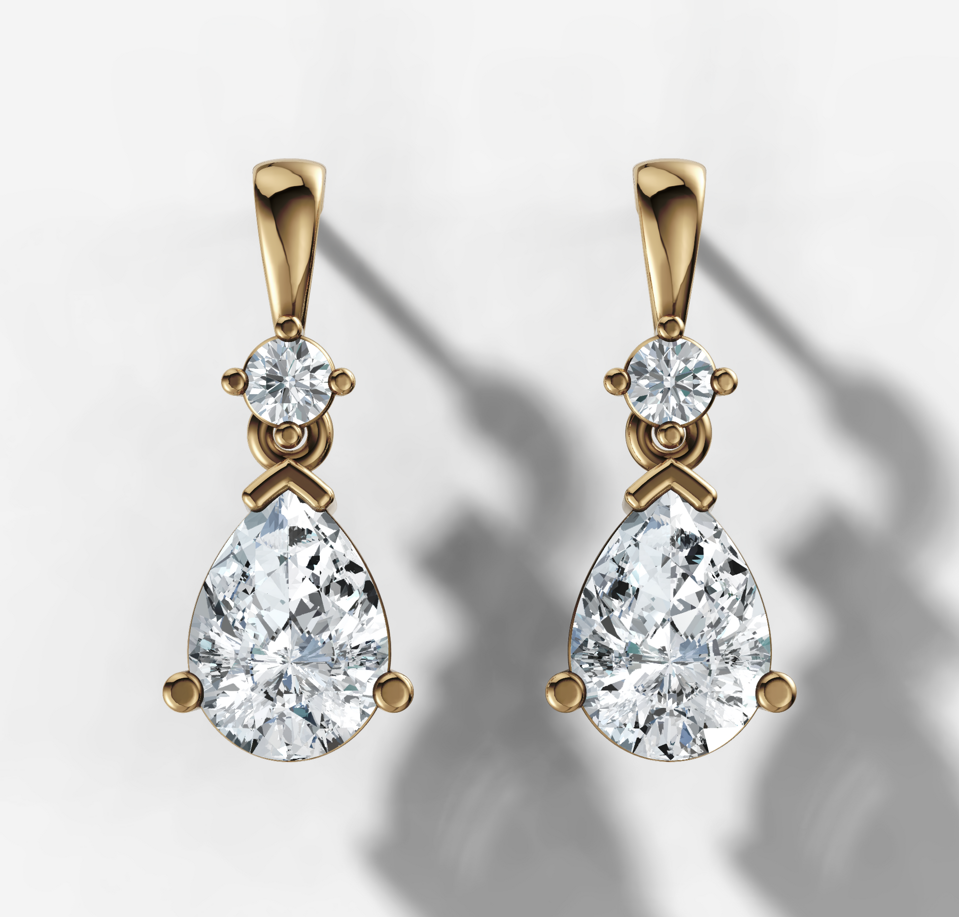 Pear Drop Diamond Stud Earrings