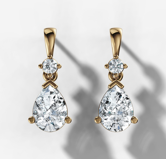 Pear Drop Diamond Stud Earrings