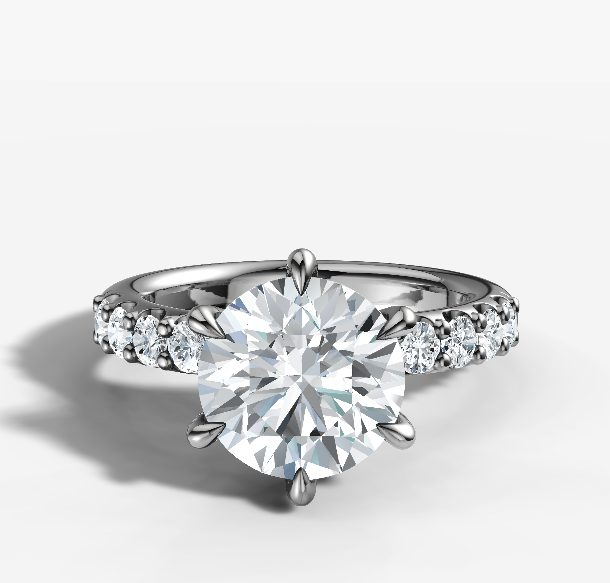 2.01ct Round Diamond Band Engagement Ring in White Gold