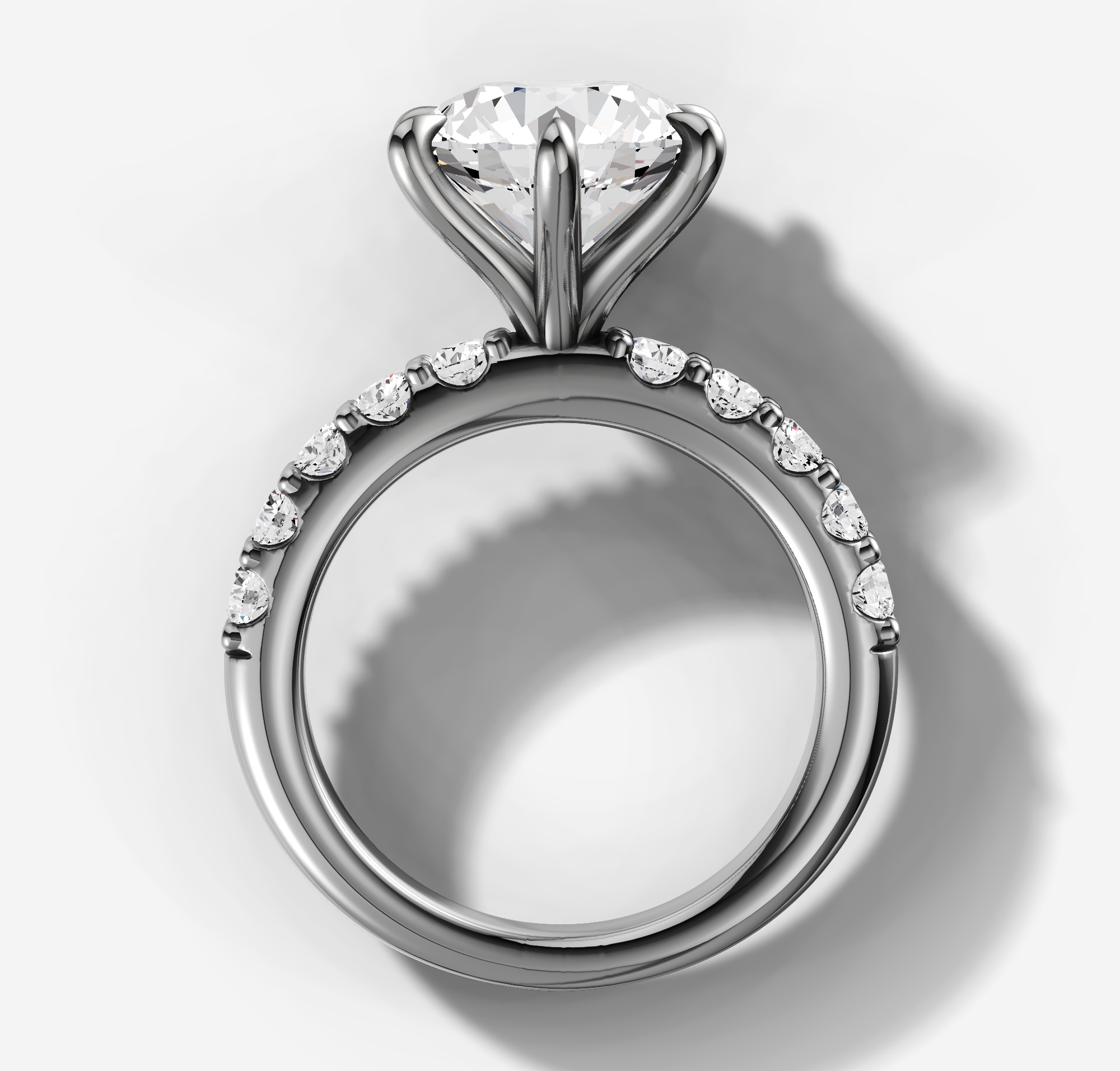 2.01ct Round Diamond Band Engagement Ring in White Gold