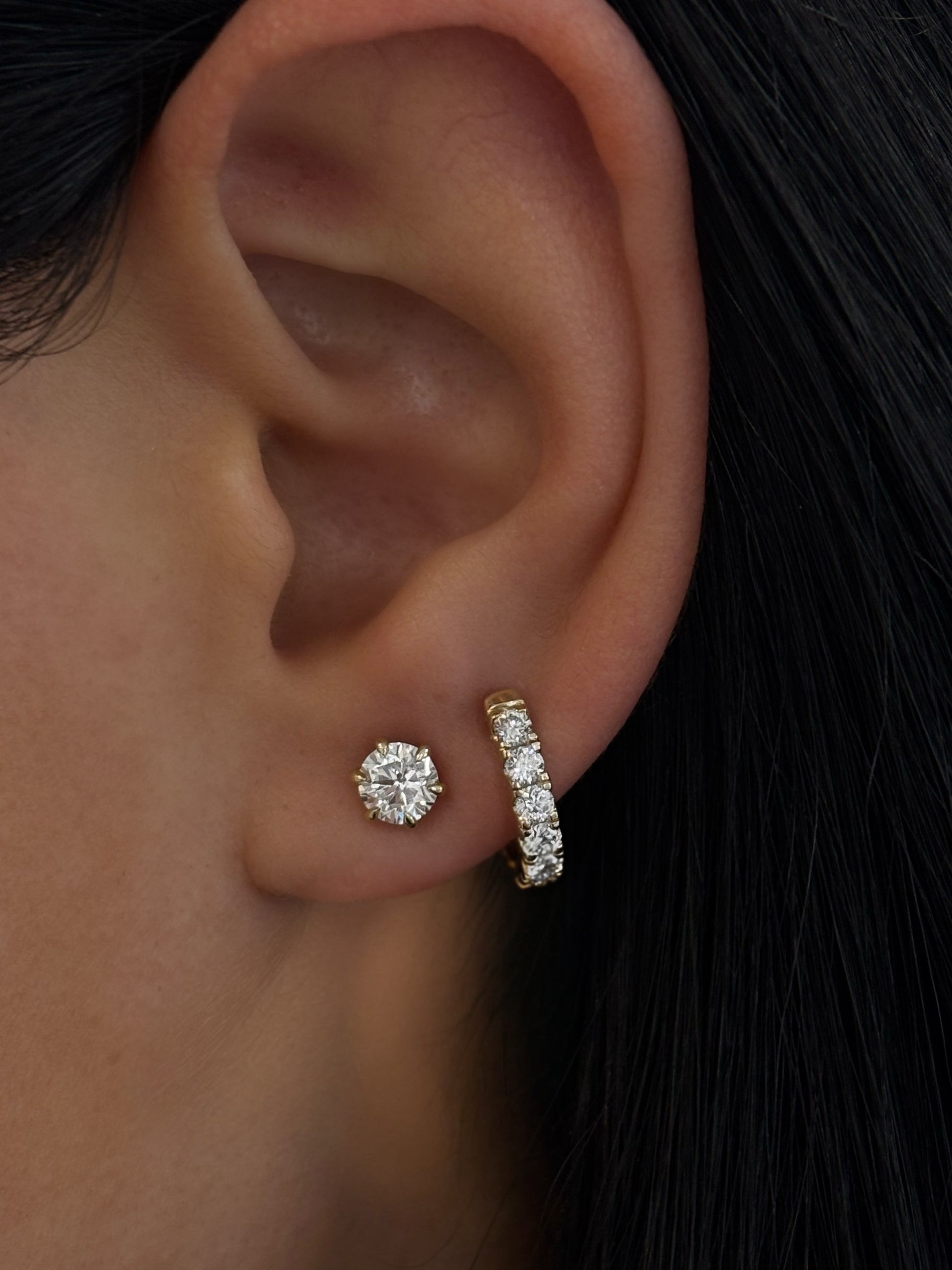 Petite 5pt Diamond Huggie Earrings