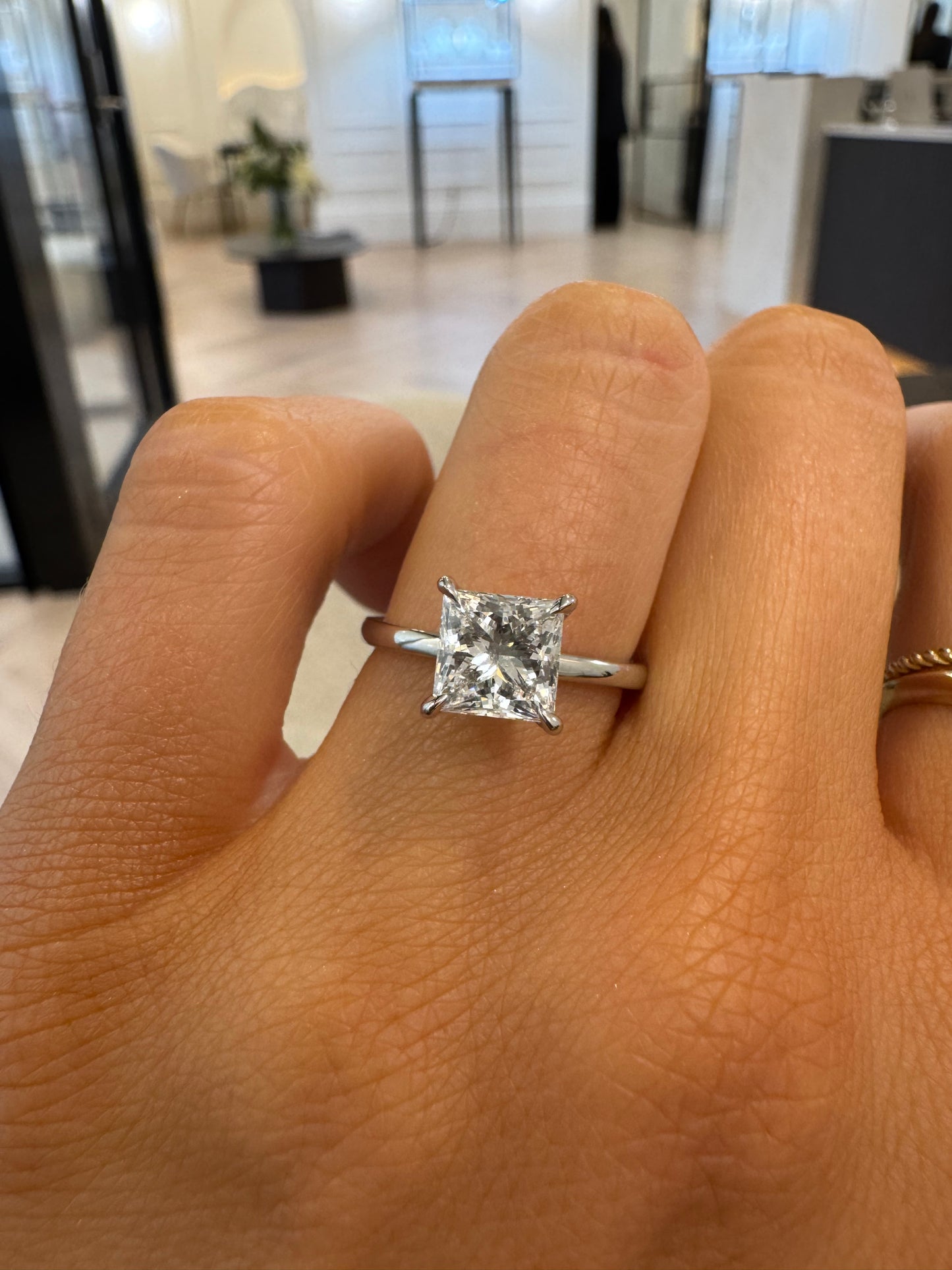 Hidden Halo Signature Solitaire Engagement Ring with Princess Cut Diamond