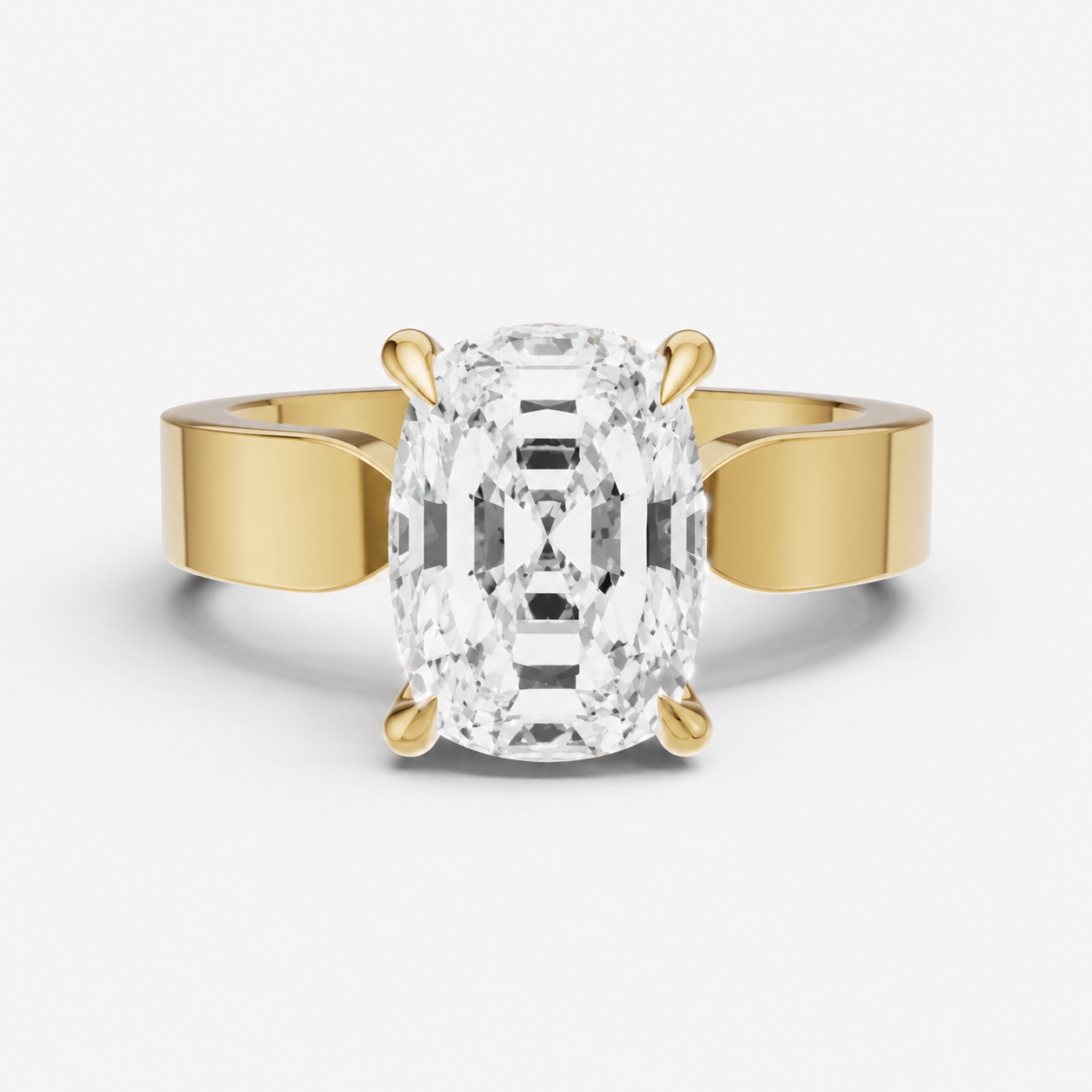 Old Miner Flat Profile Solitaire Engagement Ring with Hidden Halo