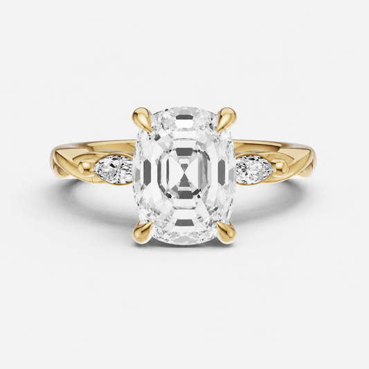 Old Miner Engagement Ring with Marquise Accent Diamonds