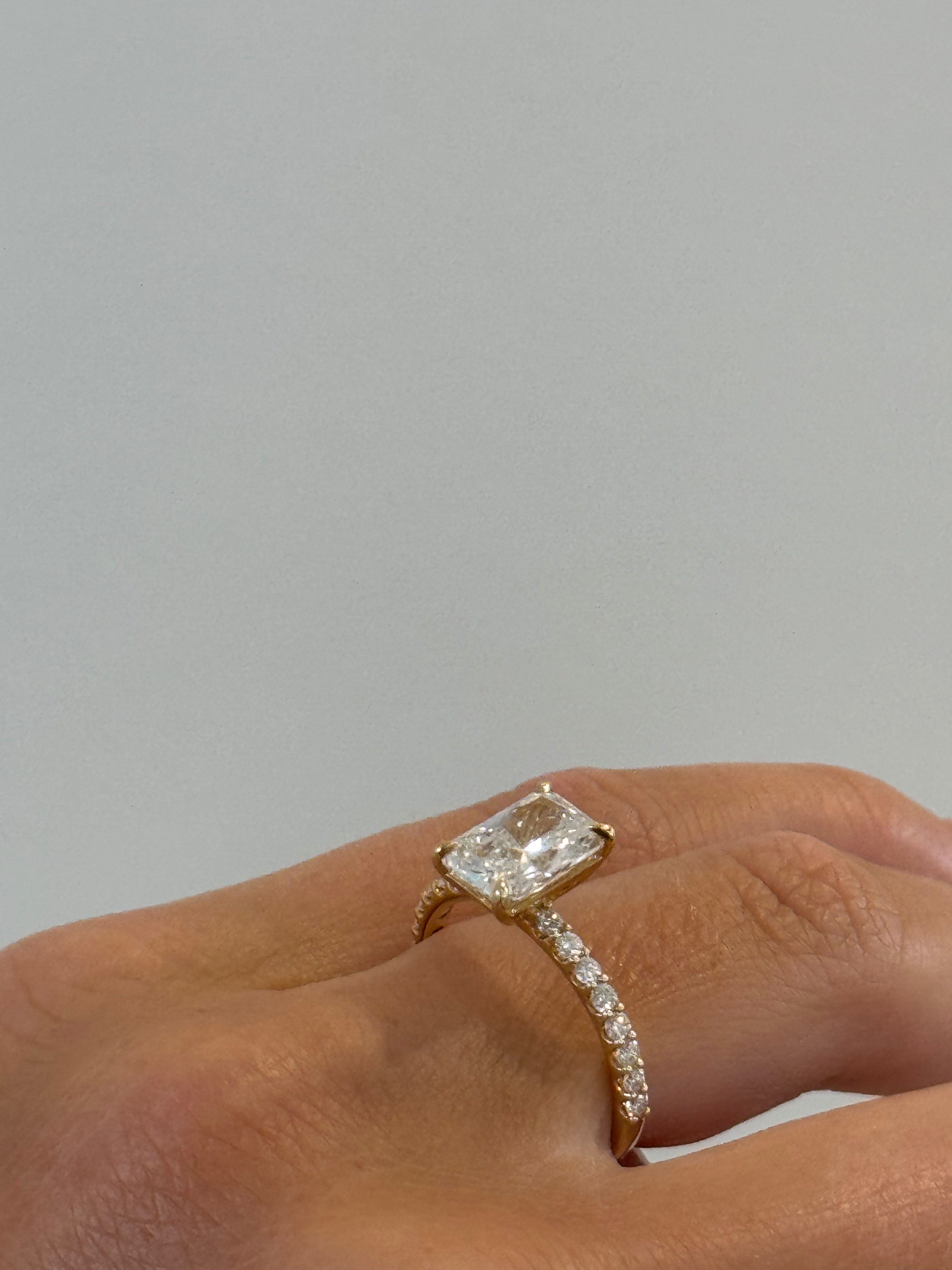 2.08ct Radiant Diamond Band Engagement Ring