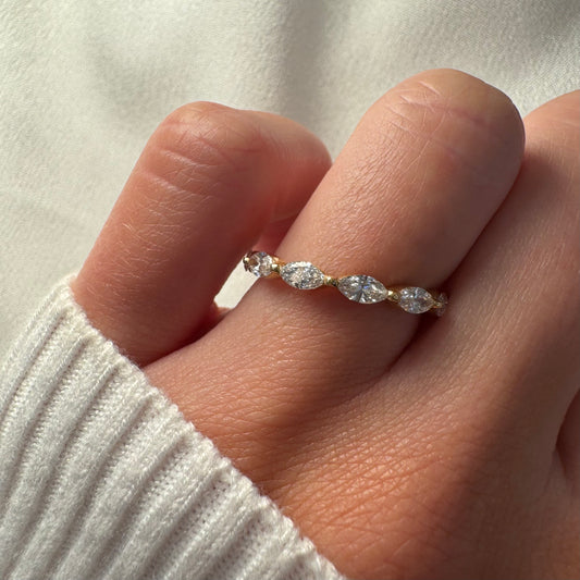 Shared Prong Band With 0.12ct Marquise Cut Diamonds Set East West