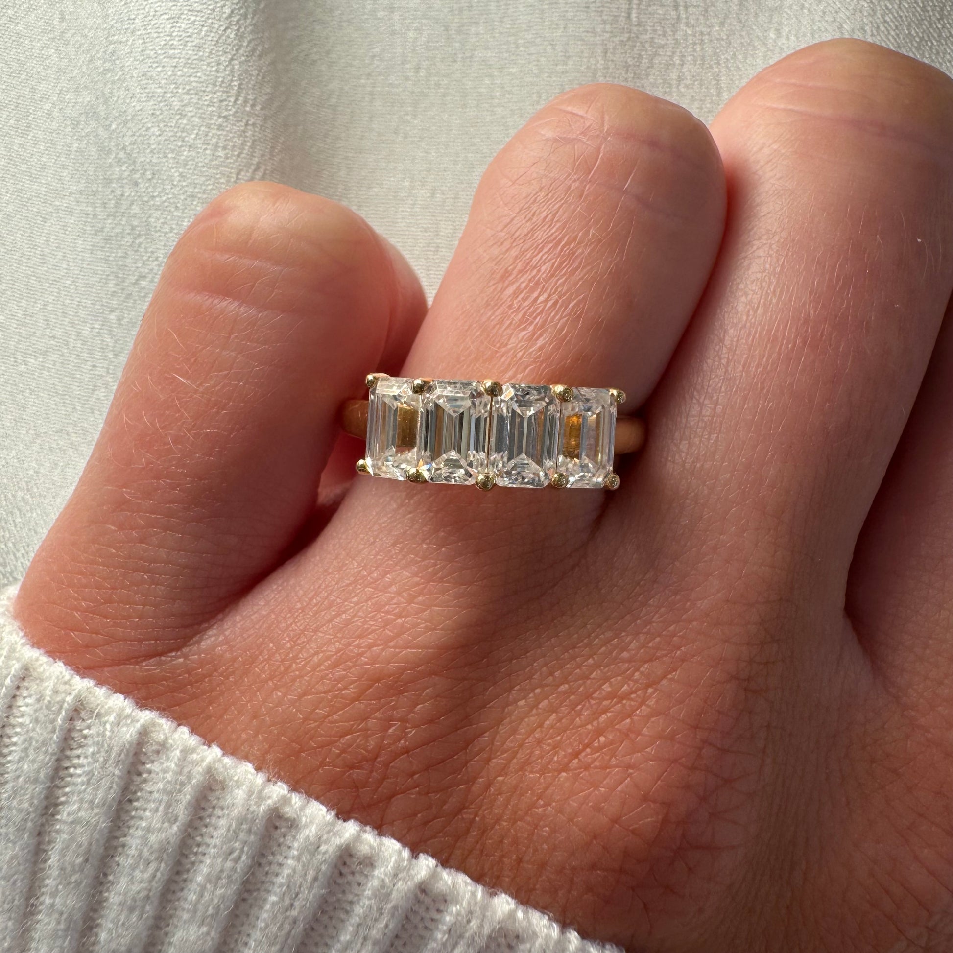 Four Stone Emerald Diamond Band