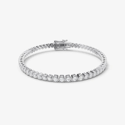 Bezel Set Round Tapered Tennis Bracelet