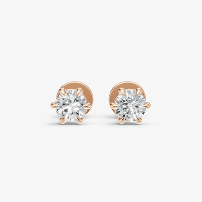 0.50ct Total Diamond Weight 6-Claw Diamond Stud Earrings