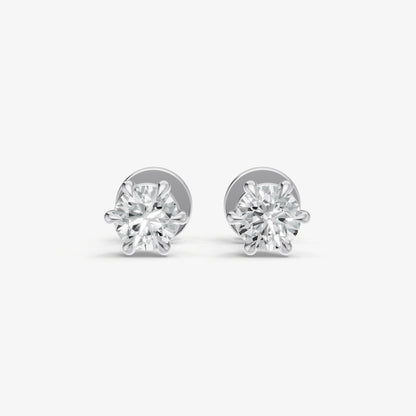 0.50ct Total Diamond Weight 6-Claw Diamond Stud Earrings