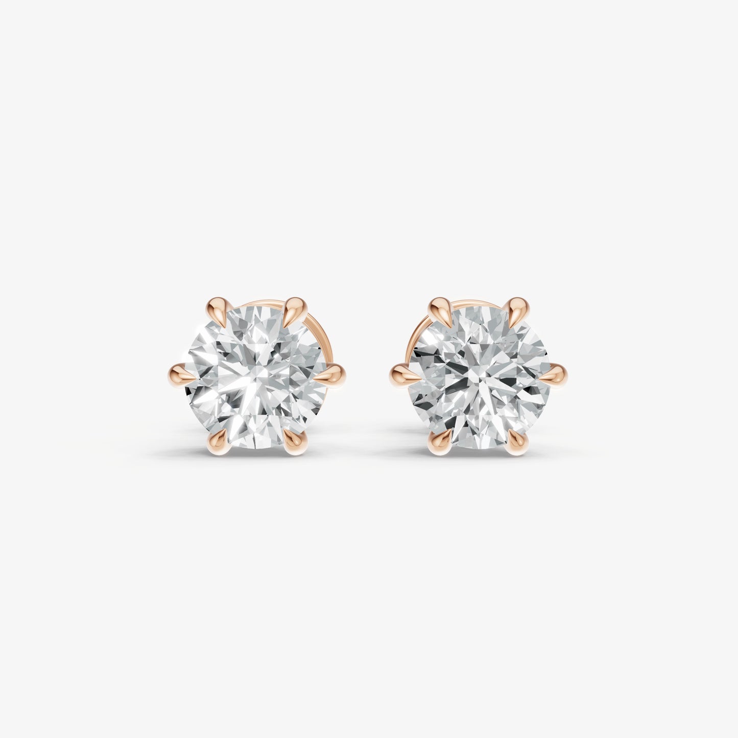 2.00ct Total Diamond Weight 6-Claw Diamond Stud Earrings