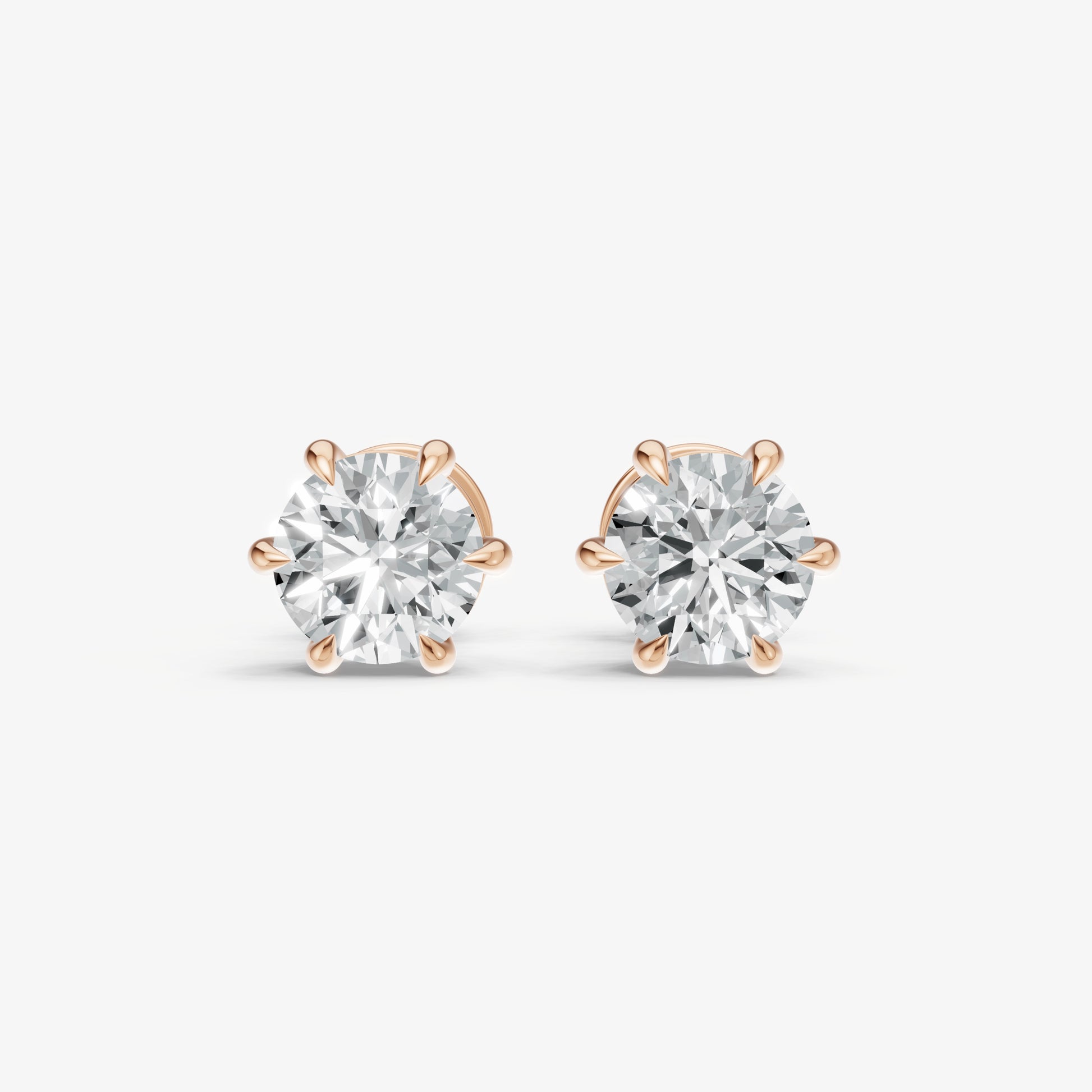 2.00ct Total Diamond Weight 6-Claw Diamond Stud Earrings