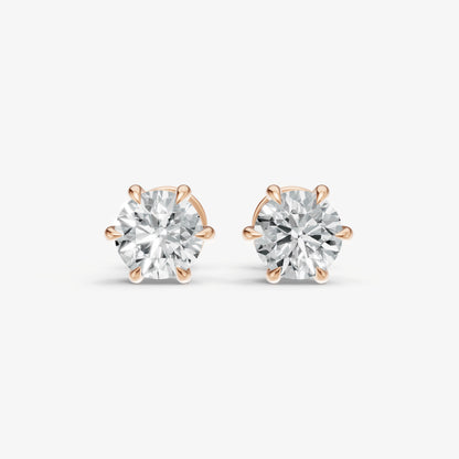 2.00ct Total Diamond Weight 6-Claw Diamond Stud Earrings