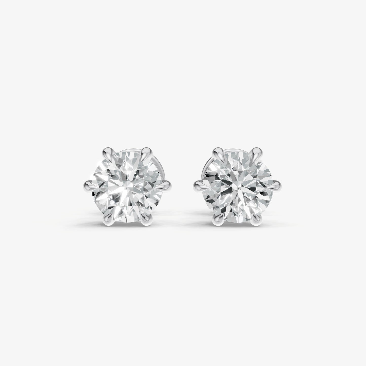 2.00ct Total Diamond Weight 6-Claw Diamond Stud Earrings