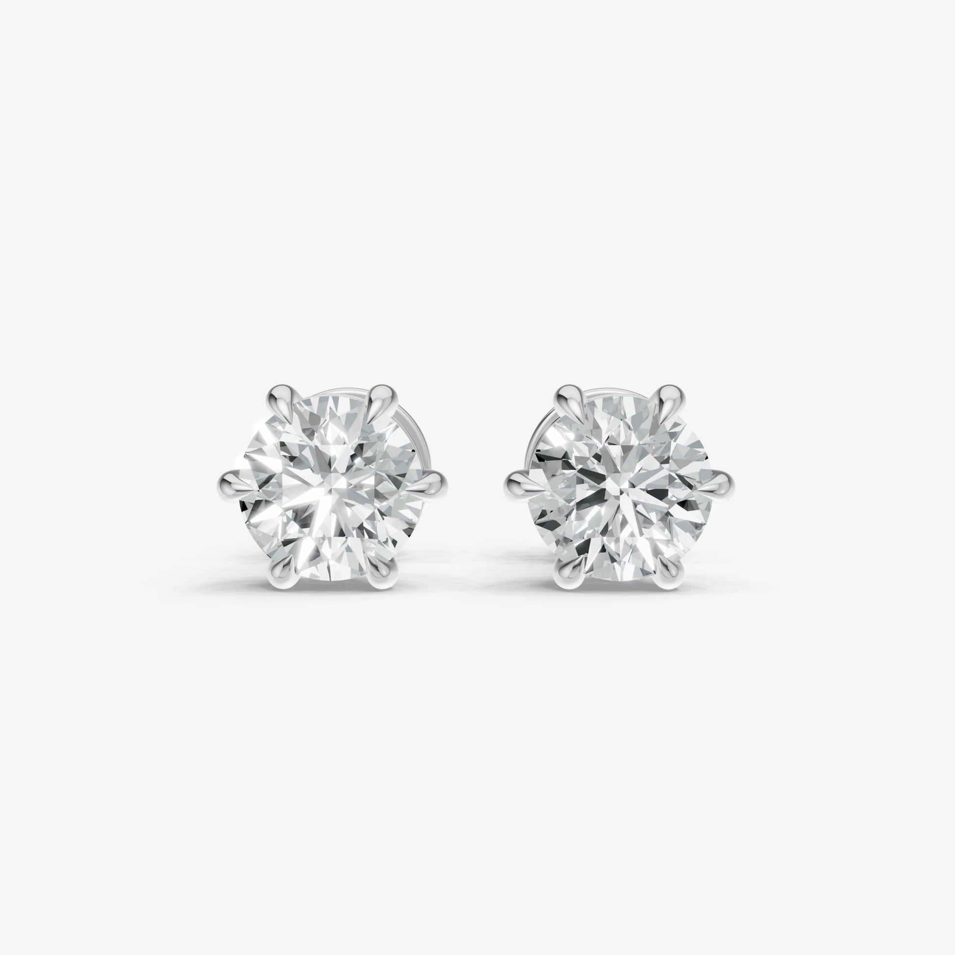 2.00ct Total Diamond Weight 6-Claw Diamond Stud Earrings