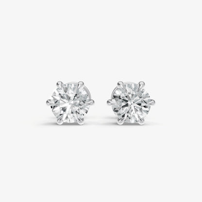2.00ct Total Diamond Weight 6-Claw Diamond Stud Earrings