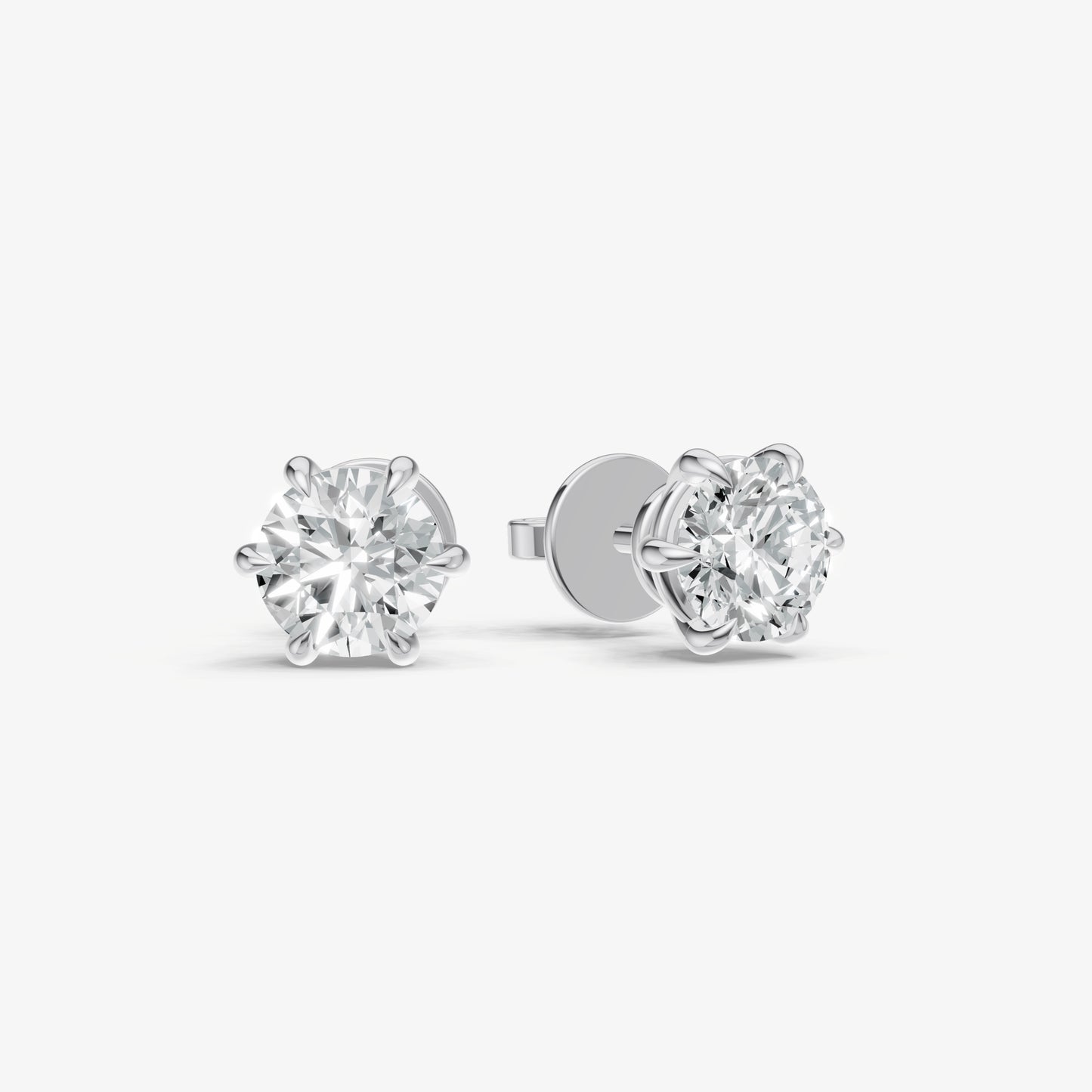 2.00ct Total Diamond Weight 6-Claw Diamond Stud Earrings