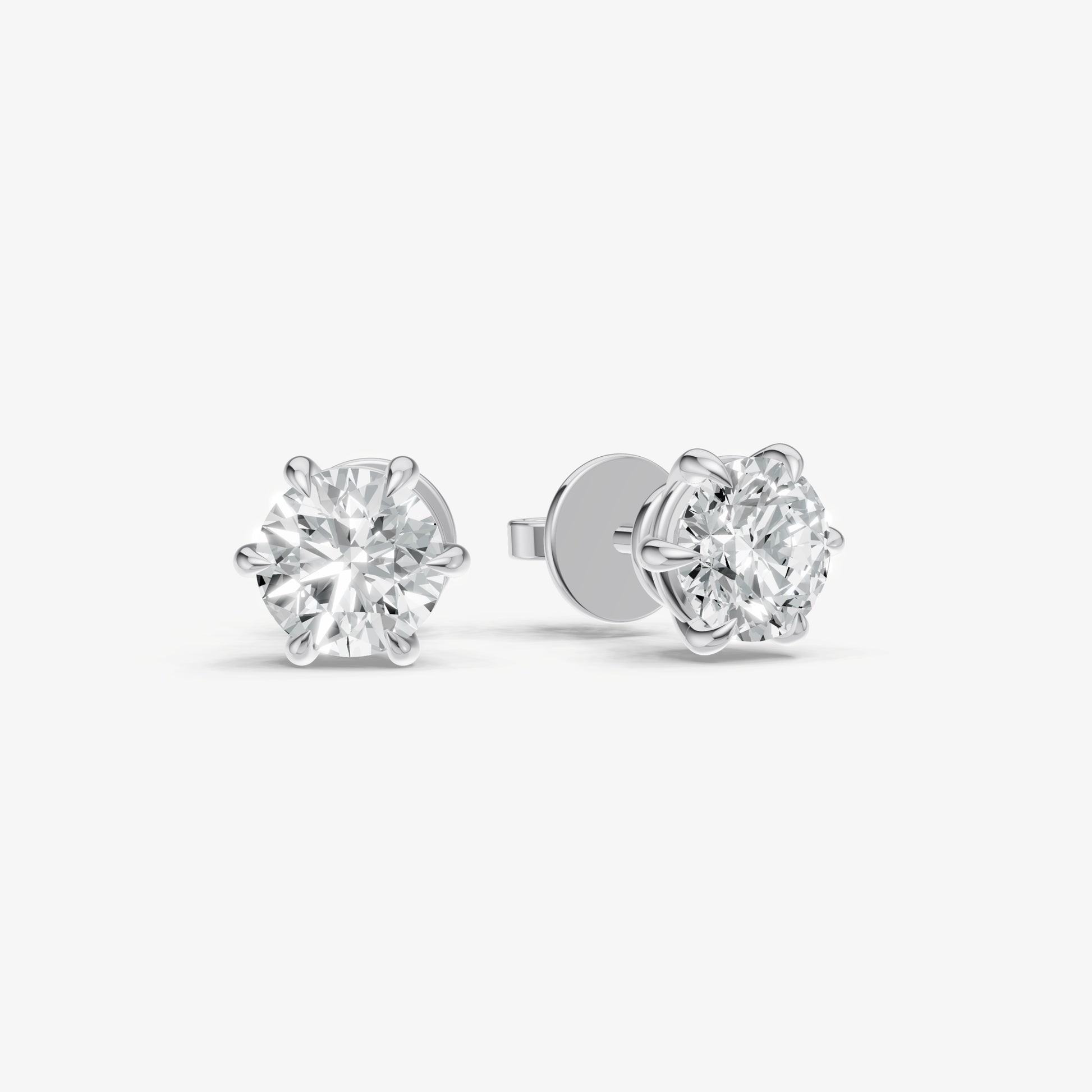 2.00ct Total Diamond Weight 6-Claw Diamond Stud Earrings