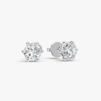2.00ct Total Diamond Weight 6-Claw Diamond Stud Earrings