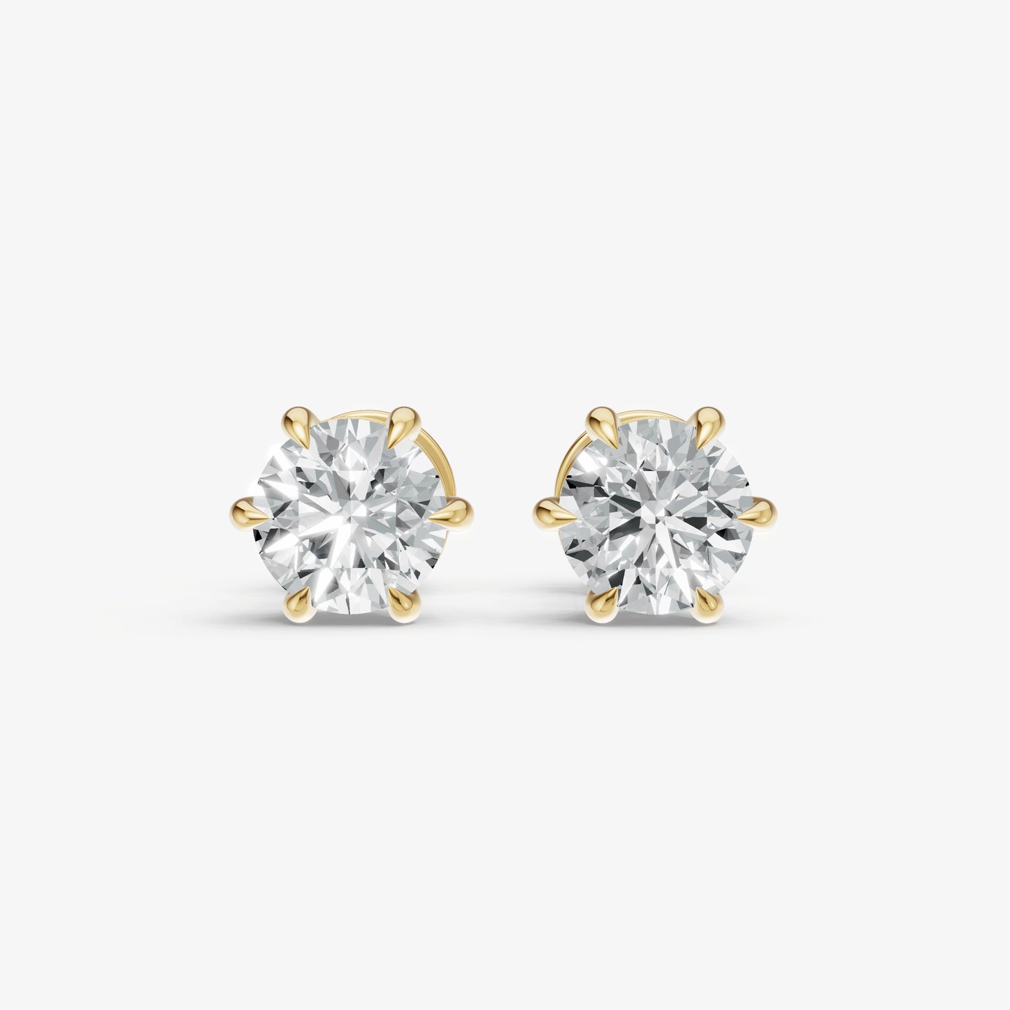 2.00ct Total Diamond Weight 6-Claw Diamond Stud Earrings