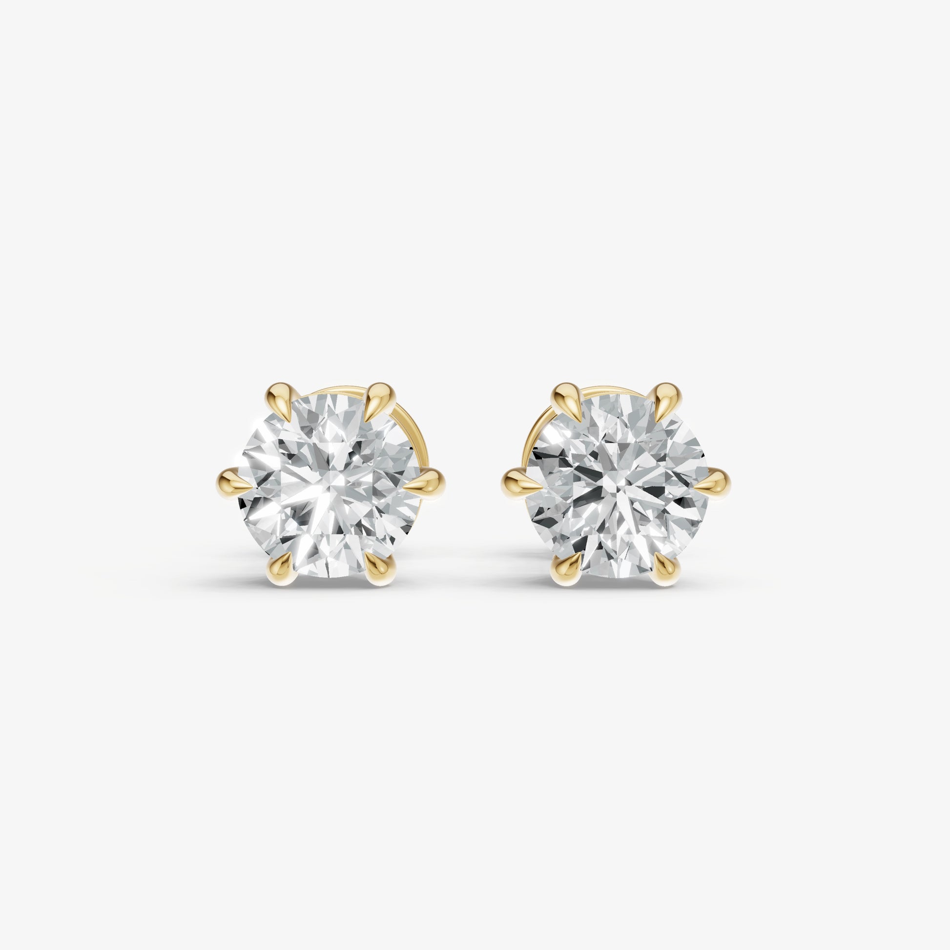 2.00ct Total Diamond Weight 6-Claw Diamond Stud Earrings