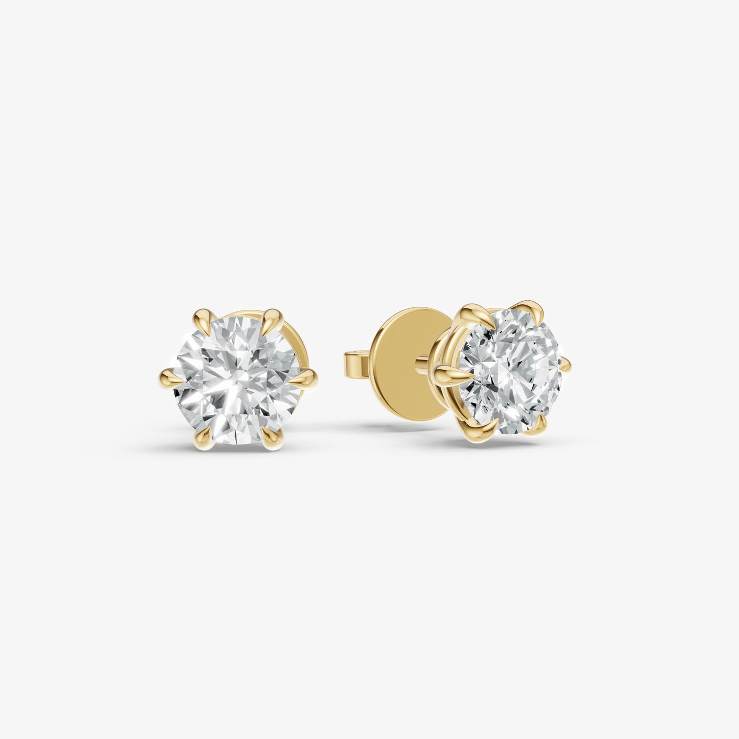 2.00ct Total Diamond Weight 6-Claw Diamond Stud Earrings