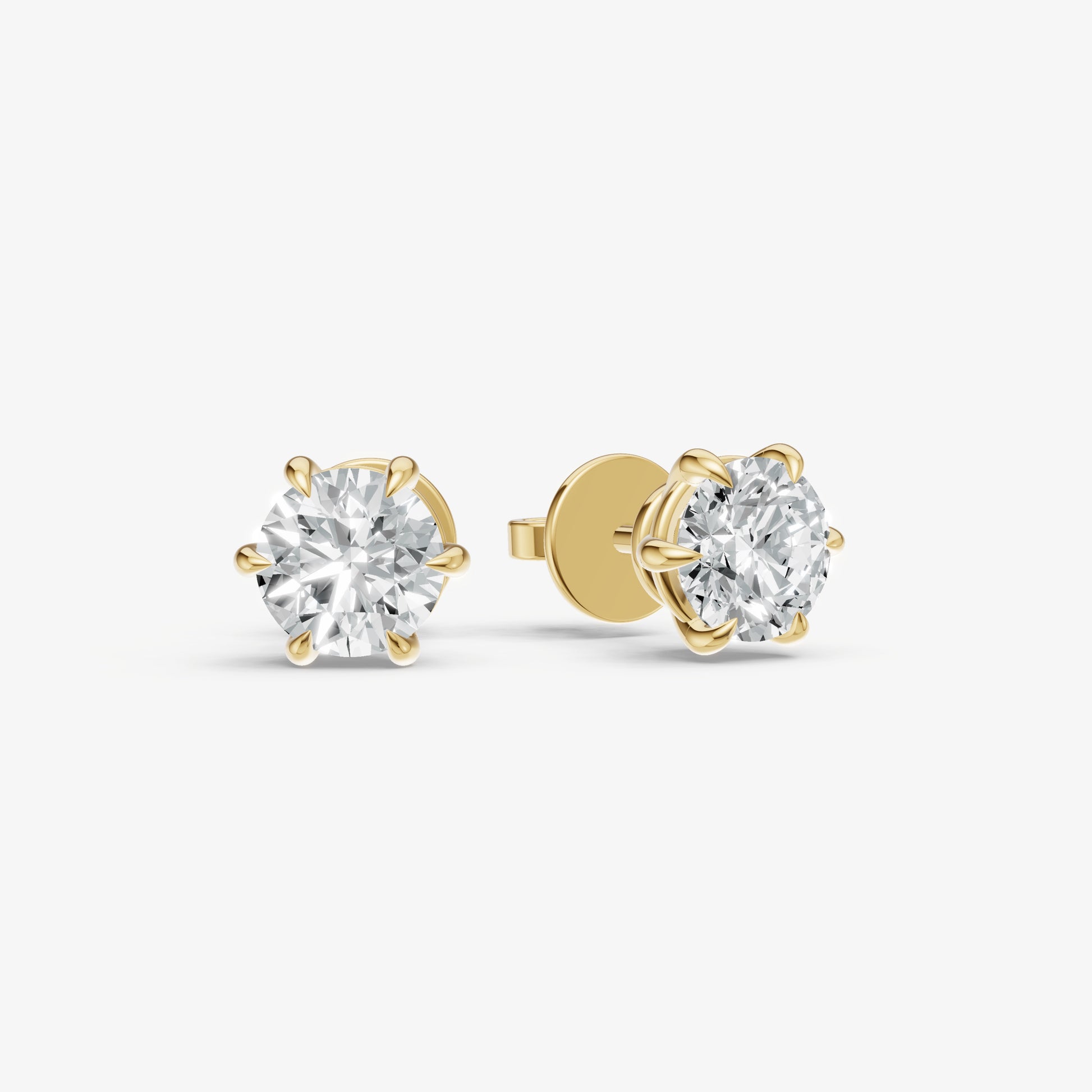 2.00ct Total Diamond Weight 6-Claw Diamond Stud Earrings