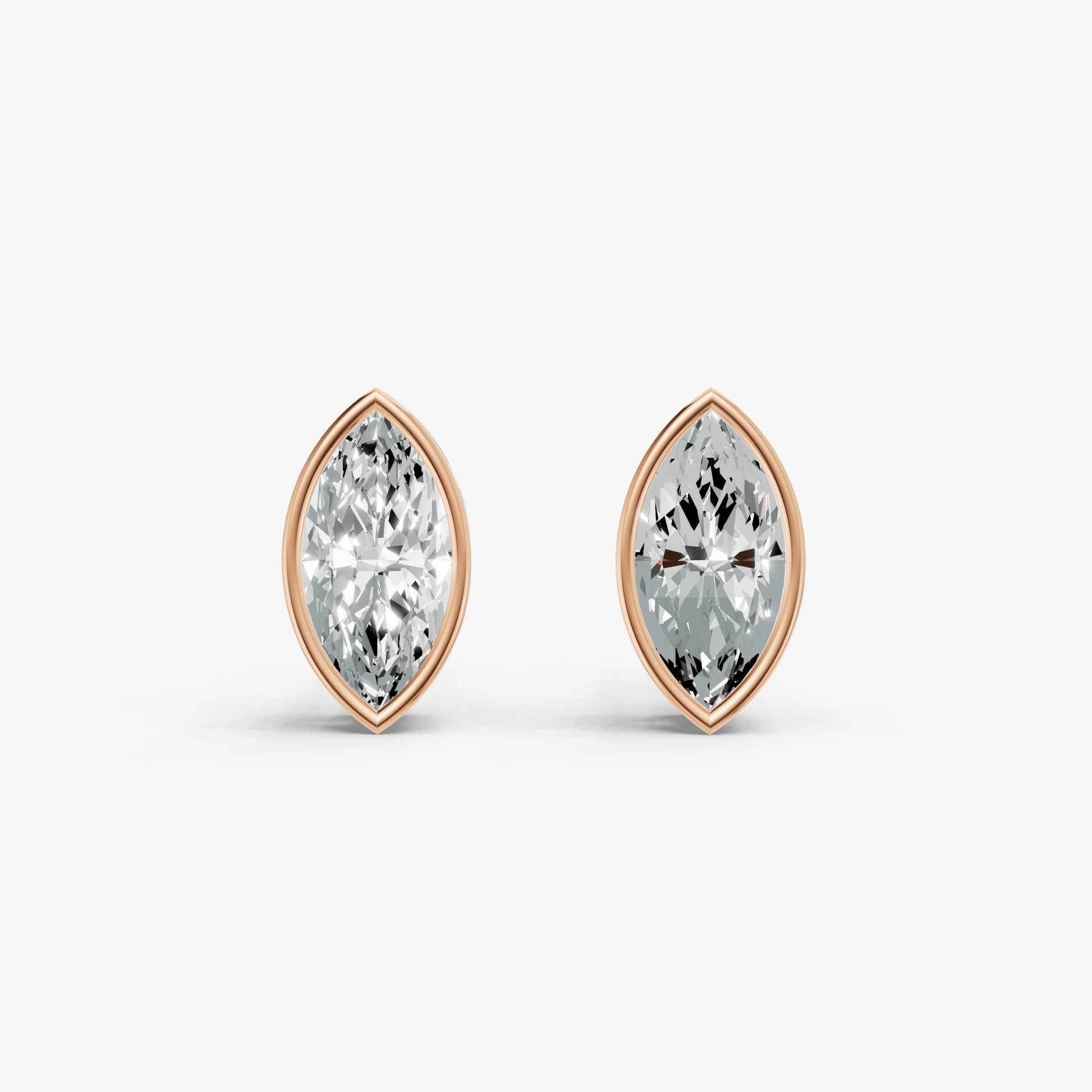 1.00ct Total Diamond Weight Marquise Bezel Set Diamond Stud Earrings