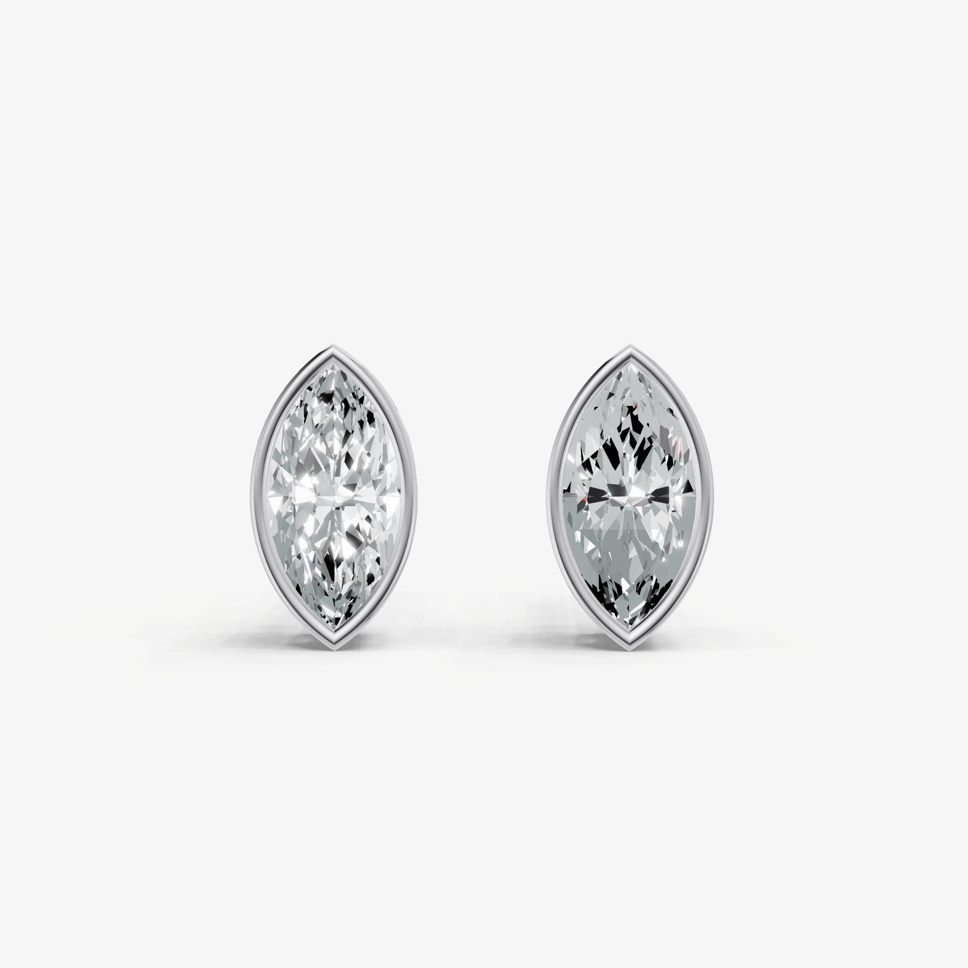 1.00ct Total Diamond Weight Marquise Bezel Set Diamond Stud Earrings